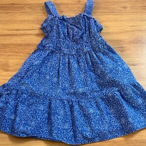 Girls Blue Floral Smocked Sundress
